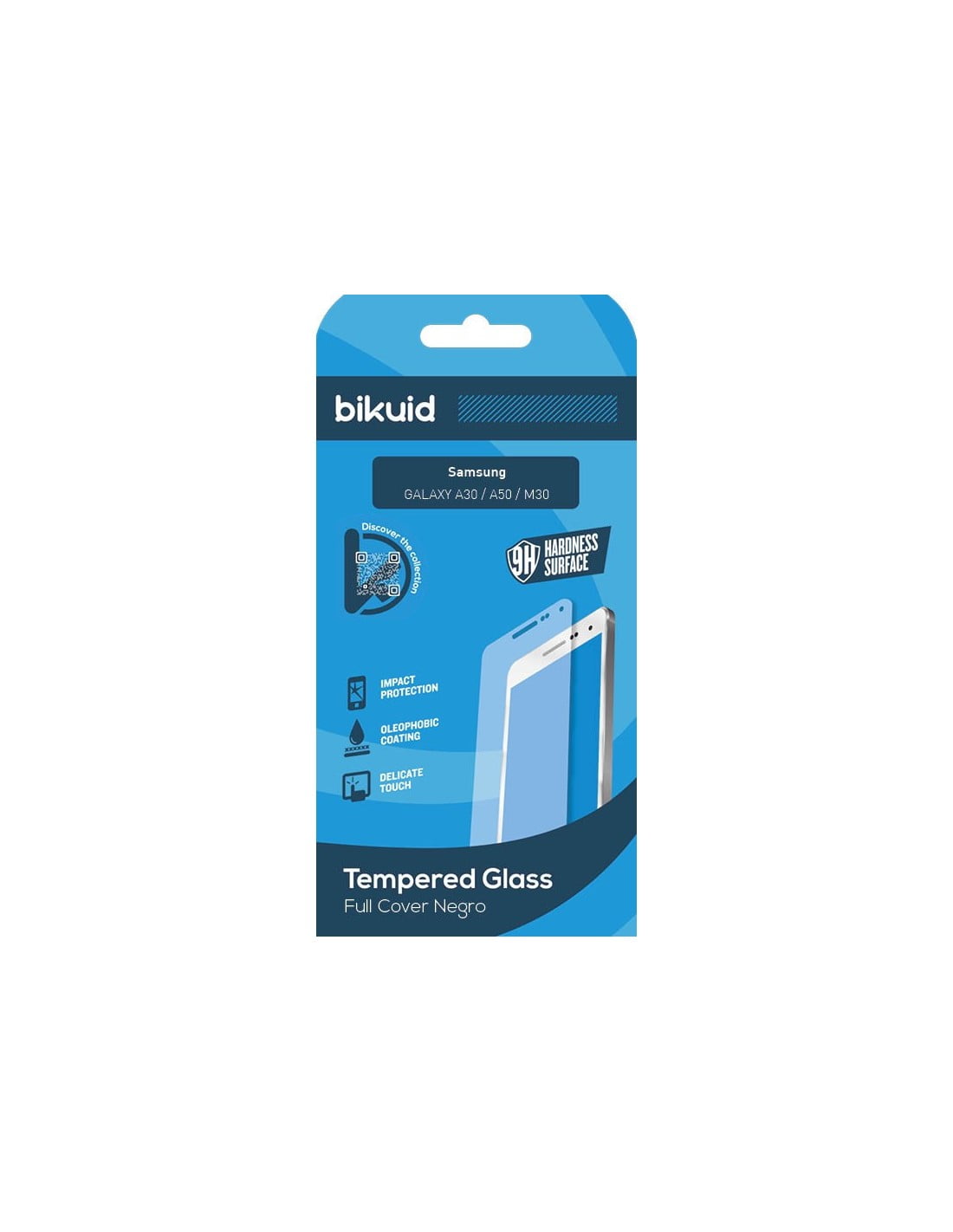 Bikuid : Full Screen Tempered Glass - Samsung Galaxy A30 / A50 / M30 - negro