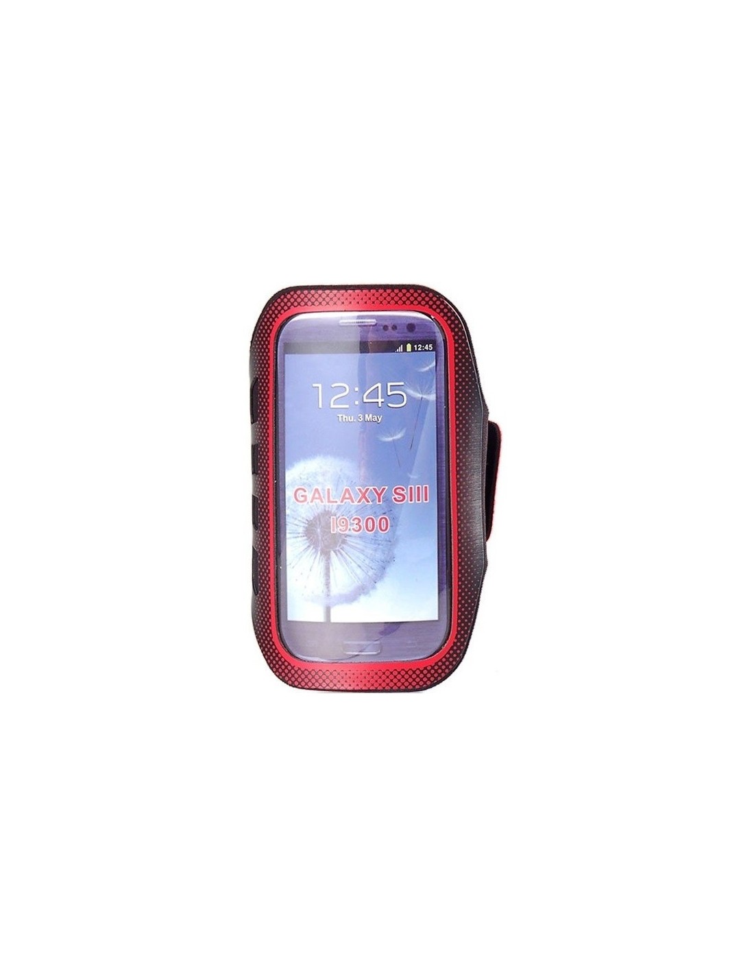Funda de neopreno para brazo (tamaño Galaxy S III / S4 / S5) negra-roja