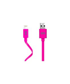 PureGear : Cable de datos Flat Lightning - rosa (homologado por Apple) (iPhone / iPad) (blíster)