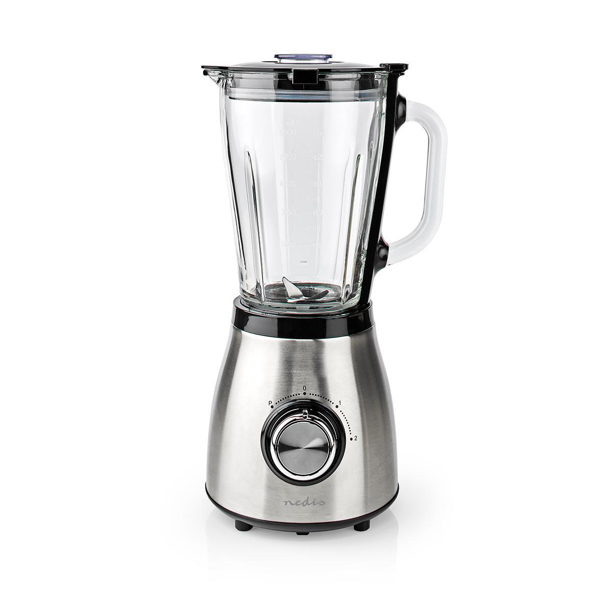 NEDIS BATIDORA DE VASO | 800 W | 1.5 L | CRISTAL | 2 AJUSTES DE VELOCIDAD |NEGRO /PLATA