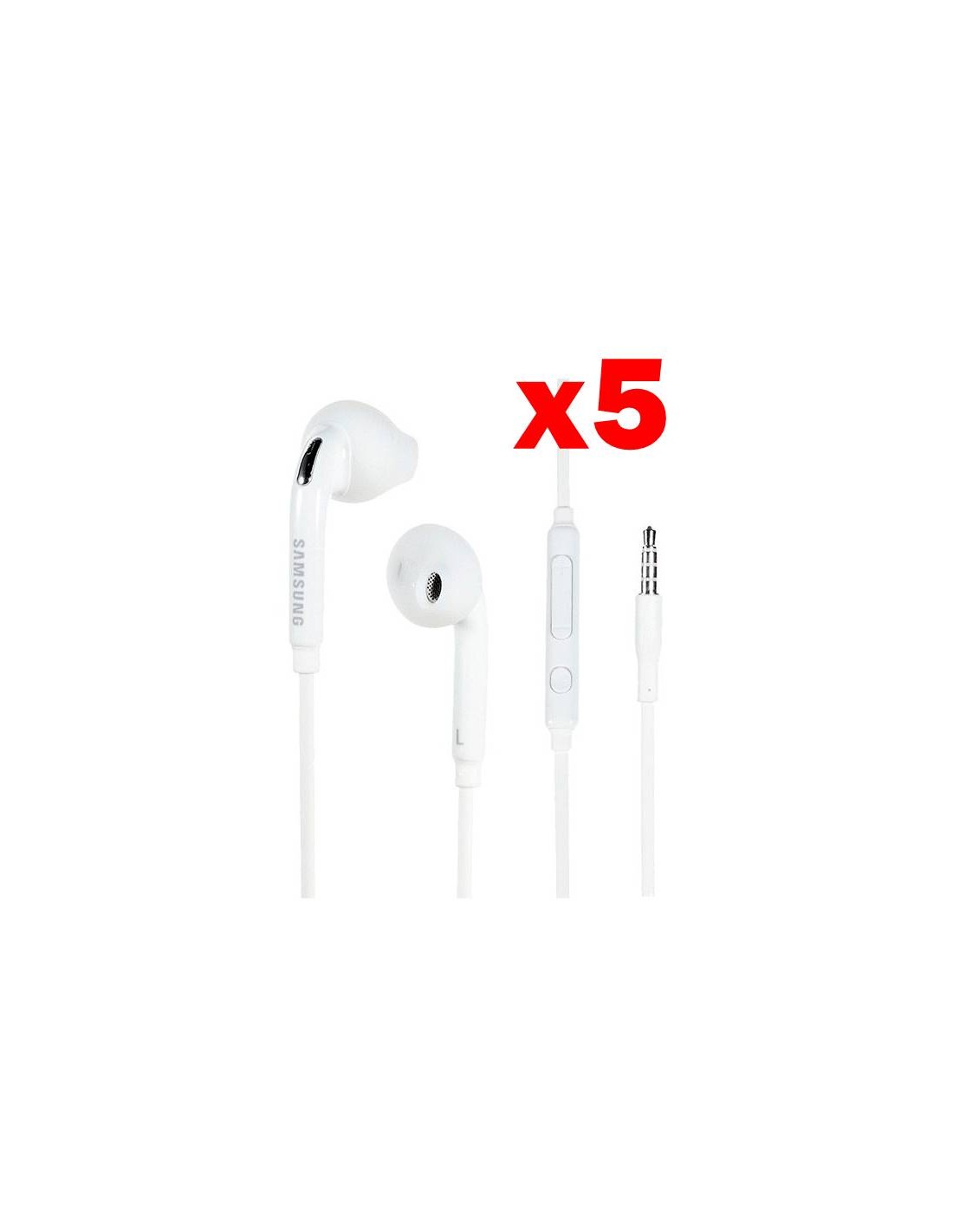 Samsung : Manos libres con cable EO-EG920BW - blanco (bulk) (Pack de 5)