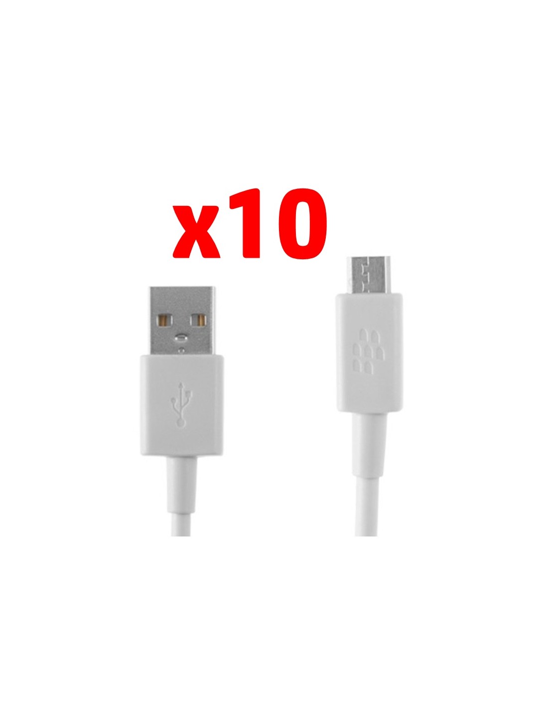 BlackBerry : Cable de datos ASY-31296-003 Blanco (microUSB) (Pack de 10)